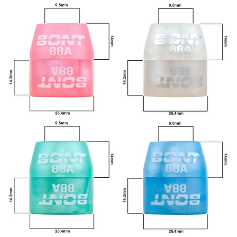 Roller Skate Cushions 88A Replacement Cushions With Cone And Bottom Barrel Bushings for Quad Derby Plates, pink and other colors.