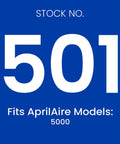 501 Replacement Filter for 5000 Whole House Air Purifier packaging with model compatibility details.