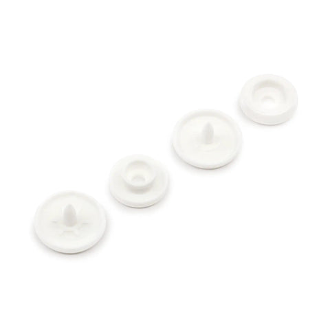 Round White Plastic Snaps Size 20 12 Count Set With Decorative Cap Socket Stud And Round Cap Easy To Attach With Snap Pliers