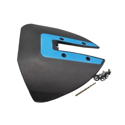 Hydrofoil Stabilizer For Outboard 40-350 HP Engine With Adjustable Angle All Water Conditions Ready No Fuss Maintenance Reduces Rise And Drag Lightweight One Color Design For A Smooth Steady Ride, visible with drill bit and hardware.