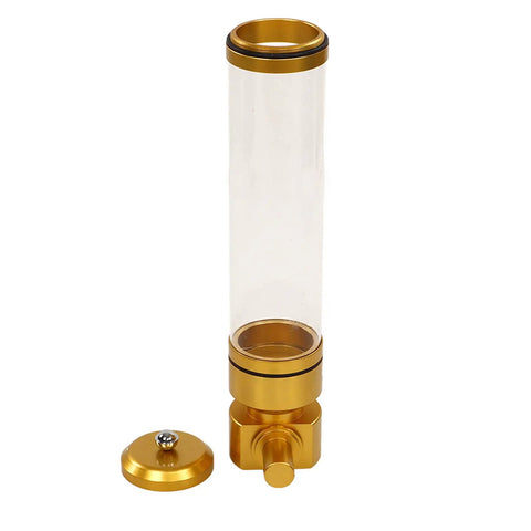 Wall Mounted Coffee Bean Dispenser With Detachable Sealed Acrylic Jar For Cafes And Bars Keeps Your Daily Grind Fresh, clear gold jar.