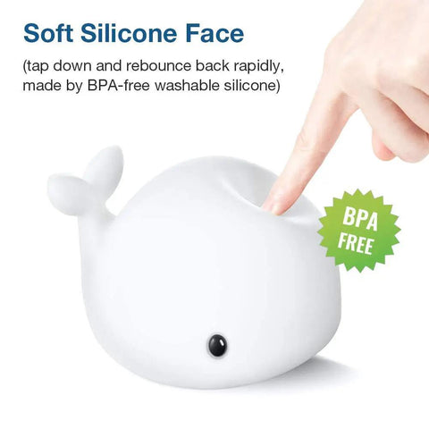 "Cute Whale Night Light For Kids With 7 Color Changing LEDs, Tap Control Silicone Baby Night Lamp, USB Rechargeable, BPA Free."