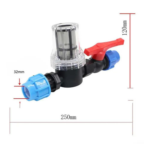 Universal Hose Connector and Drip Irrigation Adapter With 80 Mesh Water Filter For 20mm 25mm And 32mm Plastic Pipes Garden Drip Quick Connector, 32mm