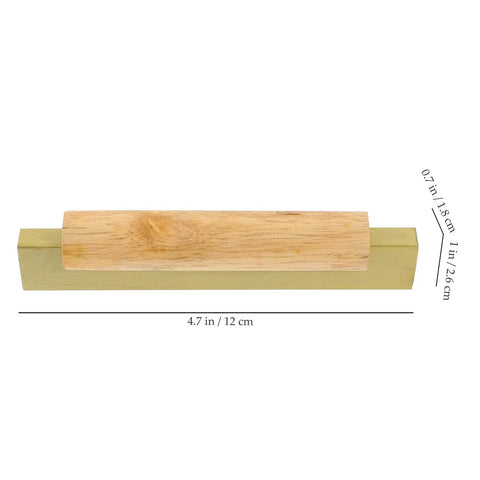 Sleek Dope Solid Wood Cabinet Pull Handle Set For Cabinets, 96mm Aluminum Wood Bar Pull With Gold Finish, top view with dimensions