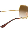 Women's Square Sunglasses With 100% UV Protection, Gold Frame And Clear Gradient Brown Lenses, 54mm, Prescription Ready Sunnies, side view