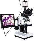 Trinocular HD Biological Microscope With 1500X To 3000X Magnification Pro Grade Heavy Duty Metal Frame USB Digital CCD Camera And 8 Inch LCD Display For Real Time Imaging And Lab Observations, side view