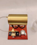 Hands-On Mini Steam Engine Generator Kit For Adults, brass swing type on wooden base, educational physics experiments setup