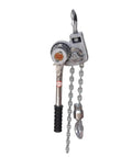 Lightweight Aluminum Hand Chain Hoist Plus Manual Cable Tightener For Industrial Lifting Projects With Strong Wire Rope Tension Grip And Easy Lever Block Operation In 0.75T 3M Heavy Duty Setup Now, showing the lever and chain.