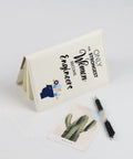 Leather Engineer Notebook Cover For Women with inspiring quote design, shown with cactus postcard and pen, waterproof material