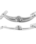 Heavy Duty Iron Cabinet Hinges with Angle Limitation for Easy Installation, nickel plated, prevents over swing, 2 hinges shown