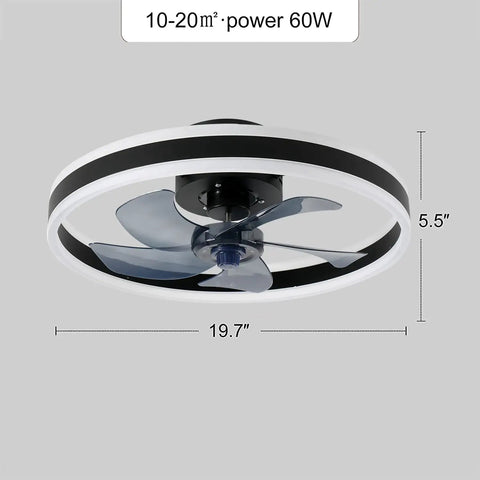 Modern Dimmable Ceiling Fan With Light And Remote Control, MuteLED Quiet, 6 Speeds, Reversible, 60W Black Ceiling Fan dimensions