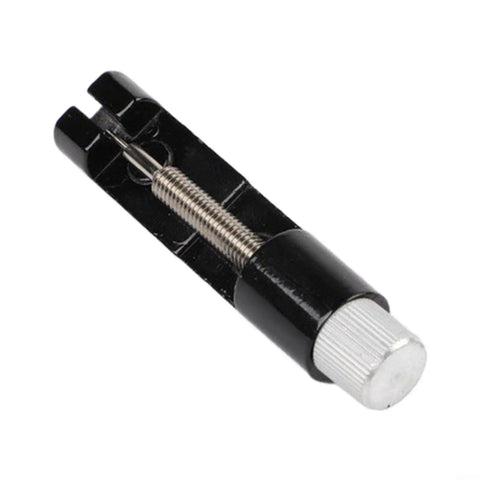 Watch Link Remover Tool With Micro Adjustment Slider for Stainless Steel Bands, close-up of black and silver tool.