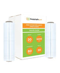 Heavy Duty Machine Stretch Wrap Featuring Battle Proven UV Blockers Keeps Your Stack Safe During Cross Country Hauls 20 Inches By 5000 Feet 80 Gauge Thickness Pallet Film 20 Roll Case with packaging box.
