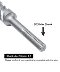 SDS Max shank masonry drill bit, 38mm (1-1/2 in) diameter, 260mm (10 in) length, carbide-tipped