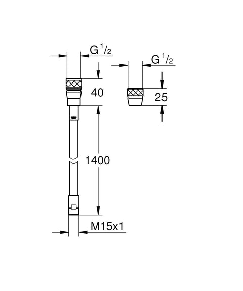 Technical diagram of Metalflex Hose 59 Inch Replacement For Kitchen Faucets In Chrome Durable Flexible Metal Tubing.
