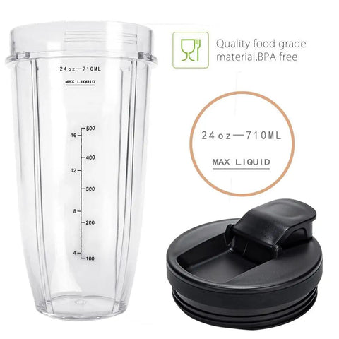 24 Oz Replacement Cups For Nutri Blender With Sip And Seal Lids 2 Pack Compatible With BN401 BN400 BN800 BN801 SS101