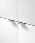 Lincoln Collection 1 5 16 Inch Center To Center Stainless Steel Modern Cabinet And Drawer Edge Pull Handle installed on white cabinets
