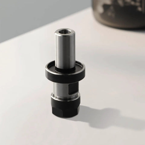Ultra Precise Three Quarter Inch Straight Shank Chuck Tool Holder for ER16 Collets, 0.0003 Inch TIR, metal design on table