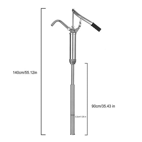 Heavy Duty Lever Action Barrel Pump Stainless Steel Manual Oil Transfer Drum Pump For Engine Gear Fluid Fast 28 Liter Per Minute Hand Operated Sump Extraction Tool For Garage Workshop Use