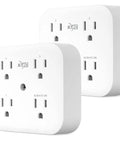 Smart Tap Mini 2-Pack 4-Outlet Wall Mounted Plug Adapter With 3 Independently Controlled Wi-Fi Outlets, Works With Alexa And Google Assistant