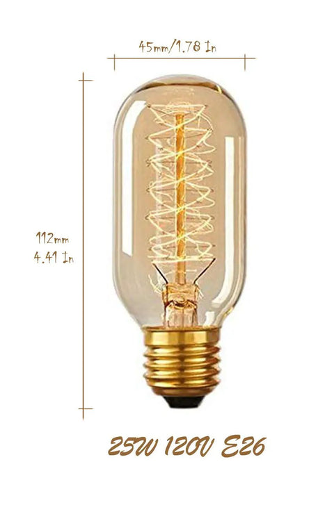 Old School Retro Edison Style T45 25W dimmable light bulb E26 base with amber glass and tungsten filament