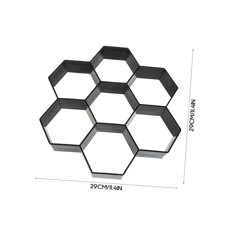 Concrete Paver Mold For Pathways And Patios Easy To Use DIY Garden Path Maker Plastic Pavement Mold Landscape Decoration And Walkways Durable Cement Block Molding Tool showing hexagonal design with measurements
