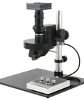4K 8MP HDMI Video Microscope Kit With Auto Motorized 360 Degree Rotation 0.6x To 5x Zoom And 14x To 120x Total Magnification Stereo Microscope For Precise Measurements And High Resolution Imaging In The Lab, black lab microscope on stand