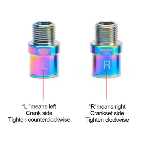 Titanium Alloy Pedal Extenders With Hollow Spacers 16/20 Mm Waterproof Anti Rust Left Right Marked For 9/16 Inch Threaded Pedals