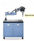 Heavy Duty Rolling Tap Machine Workbench Built Like A Tank With Smooth Universal Wheels And Handy Drawer Storage showing optional electric tapping arm.