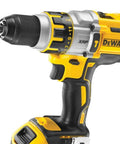 Close-up of Heavy Duty 18V Brushless Cordless Drill And Impact Driver Combo Kit with keyless chuck and speed settings.