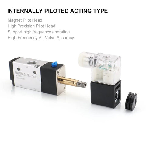 Electric Solenoid Valve 12V DC Pilot Operated 2 Position 3 Way One Quarter Inch PT Port Aluminum Body with Lampshade Junction Box