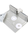 Heavy Duty Premium Aluminum Router Table Insert Plate Featuring Precision Miter Gauge Track and Anodized Fence Sliding Brackets for DIY Woodworking Shops, top view showing precision components.