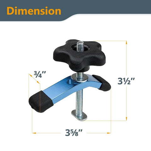 Mini T Track Hold Down Clamps Set Of 4 For Universal T-Track Systems, 3-5/8 Inch Long, 3/4 Inch Wide, with bolts and knobs