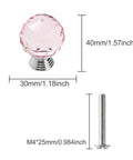 Dang Fancy 30mm Diamond Cut Crystal Cabinet Knobs With Clear Gold Alloy Base featuring a pink crystal design and chrome base.