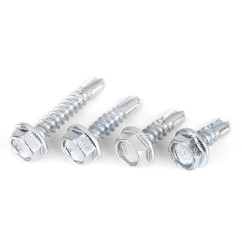 Close-up of zinc iron screws from the All In One Self Tapping Screw Kit 200 Piece Durable Zinc Iron Screws With Thread Storage Case