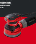 Beast 5 Inch Orbital Sander With 12000 OPM, 3 Amp Corded Hand Sander shown with onboard dust bag attachment