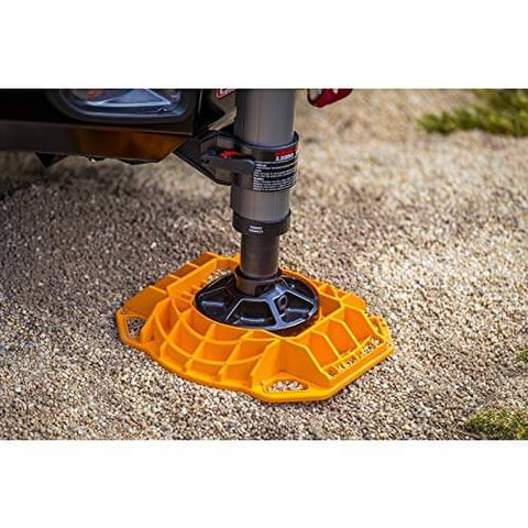 Beefy Heavy Duty Jack Base For Off Road Jacks, 15,400 Lb Load Capacity, low profile HDPE construction, non-slip bottom, orange