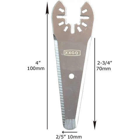 4 Piece Rigid Oscillating Tool Scraper Blades Set For Scraping And Cutting Tile Adhesive Caulk Paint Sealant In Tight Corners Quick Release Universal Fit Pro Grade Heavy Duty Includes 2x2 In Rigid Blades And 2x4 In Cutting Tapered Blades