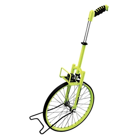 Measuring Wheel Replacement for MMW15 15.5 Inch Metal LED Lighted Counter in bright green with stable kickstand.