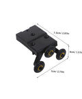 Heavy Duty Black Sliding Door Rollers Buttery Smooth Ball Bearing Casters For Closets And Showers Quiet Glide Hardware detailed view with dimensions.