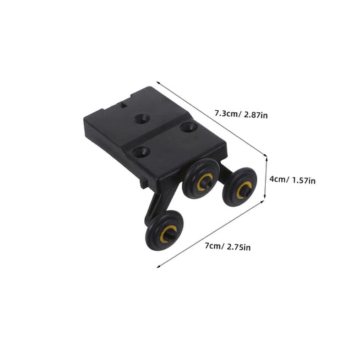 Heavy Duty Black Sliding Door Rollers Buttery Smooth Ball Bearing Casters For Closets And Showers Quiet Glide Hardware detailed view with dimensions.