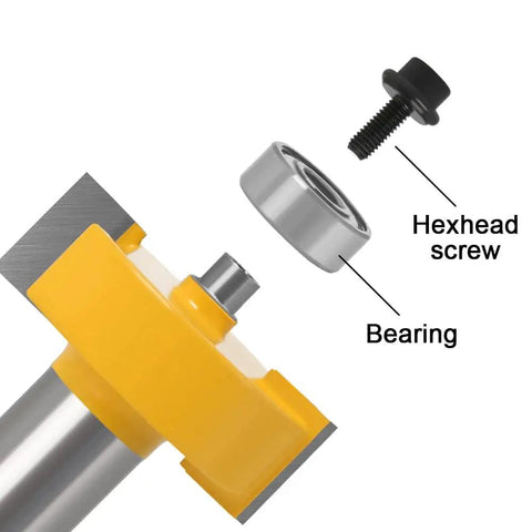 Exploded view of Three Piece Rabbet Router Bit Set With Quarter Inch Shank And Six Interchangeable Bearings, showing bearing and screw.