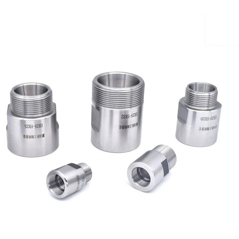 Set of metal ER collet thread adapters for ER20-ER25 with spindle shaft sleeves, 5 pieces