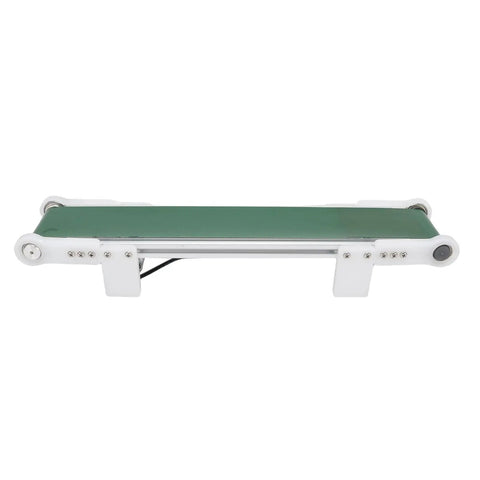Mini Electric Conveyor Belt With Adjustable Speed 0-116 RPM PVC Belt Compact Automation Tool For Food Electronics And Pharma Moves Up To 11 Lbs Smooth Like Butter, side view