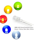 5mm LEDs in green, yellow, red, blue, white from Arduino Project Essentials Kit With 600 Resistors From 10 Ohm To 1 MOhm Across 30 Values