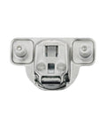 106 Degree Soft Close Press-In Face Frame Cabinet Hinge with 1/2 Inch Overlay, silver finish detail view