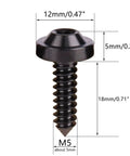 Black titanium M5 18mm self-tapping screw with Torx T25 head for motorcycle bolts, dimensions labeled.