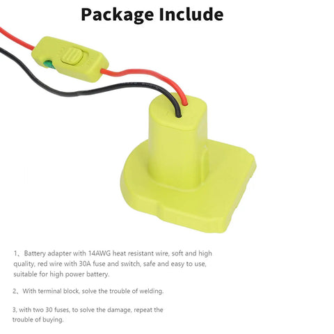 Battery Adapter Conversion Kit With Wire Terminals And Power Connector for DIY Ride On Trucks RC Cars and Robotics Toys.