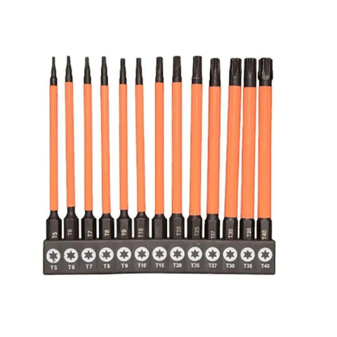 Awesome 13-Piece Magnetic Screwdriver Bit Kit With Torx T5 To T40 Wrench Drill Bits For Electric Screwdrivers And Power Tool Accessories That Keep Screws Locked In Place Every Time You Use Them, 13-piece alloy steel set T5-T40