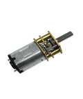 Ga12 N20 12Mm Dc Gear Reduction Motor 3V 6V 12V 200Rpm Compact Drive Unit For Auto Door Locks And Diy Projects shown from side angle, featuring metal casing and shaft.
